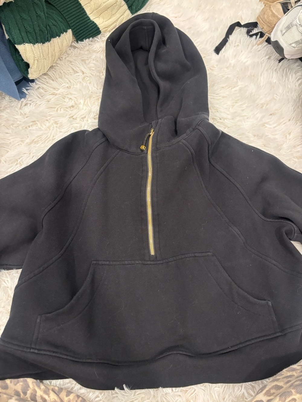 lululemon athletica Black Half-Zip Hooded Pullover